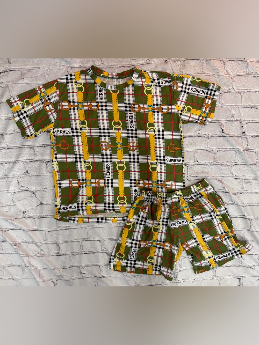 Designer fashion equestrian horse bit pajama set GUC